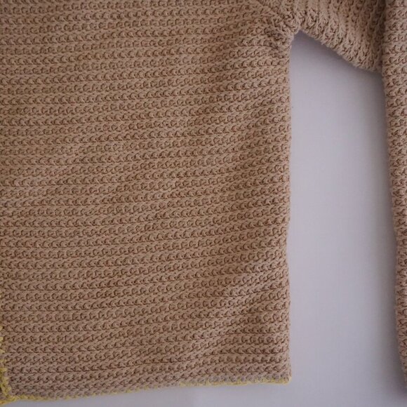 Ann Taylor Beige Crochet Trim  100% Cotton Button Cropped Cardigan Jacket L - Picture 6 of 9
